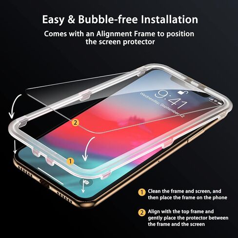 UNBREAKcable Screen Protector for iPhone X/XS/ 11 Pro, Double Defense Series Shatterproof Tempered Glass [Easy Installation Frame] [99.99% HD Clear] [9H Hardness] for iPhone 5.8 inch - 2 Pack in Saudi Arabia