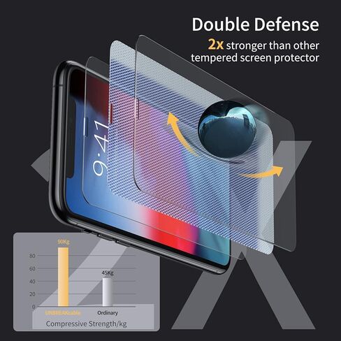 UNBREAKcable Screen Protector for iPhone X/XS/ 11 Pro, Double Defense Series Shatterproof Tempered Glass [Easy Installation Frame] [99.99% HD Clear] [9H Hardness] for iPhone 5.8 inch - 2 Pack in Saudi Arabia