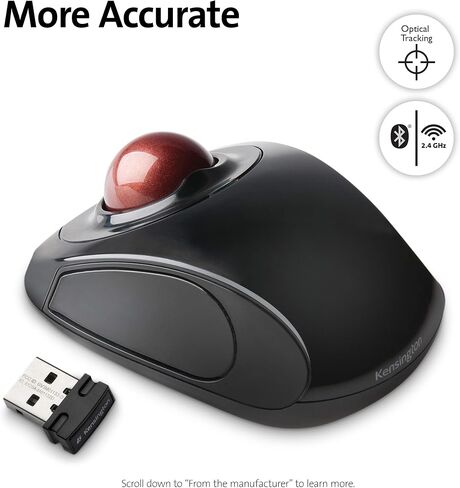Kensington Orbit Wireless Trackball Mouse with Scroll Ring (K72352US) and Orbit Trackball Mouse with Scroll Ring (K72337US), Black in Kuwait