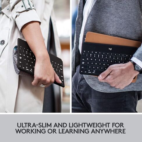 لوحة مفاتيح بلوتوث Logitech Keys-to-Go فائقة النحافة وخفيفة للغاية لأجهزة iPhone وiPad وMac وApple TV، بما في ذلك iPad Air الجيل الخامس (2022) - أسود in Saudi Arabia