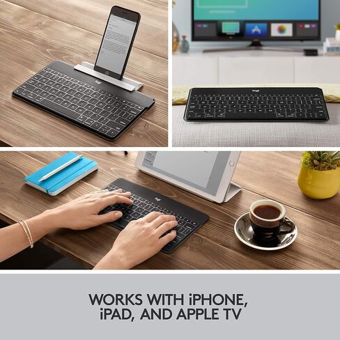 لوحة مفاتيح بلوتوث Logitech Keys-to-Go فائقة النحافة وخفيفة للغاية لأجهزة iPhone وiPad وMac وApple TV، بما في ذلك iPad Air الجيل الخامس (2022) - أسود in Saudi Arabia