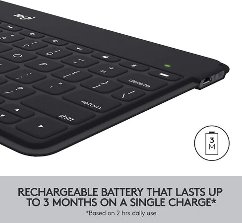 لوحة مفاتيح بلوتوث Logitech Keys-to-Go فائقة النحافة وخفيفة للغاية لأجهزة iPhone وiPad وMac وApple TV، بما في ذلك iPad Air الجيل الخامس (2022) - أسود in Saudi Arabia