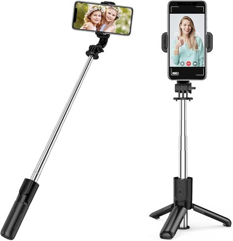 حامل ثلاثي عصا سيلفي للهاتف الخلوي، 2 في 1 عصا سيلفي بلوتوث وحامل ثلاثي القوائم، حامل ثلاثي عصا سيلفي من سبائك الألومنيوم مع جهاز تحكم لاسلكي ودوران 360 درجة لتسجيل السيلفي/الفيديو/الصور/البث المباشر/مدونة الفيديو in Kuwait