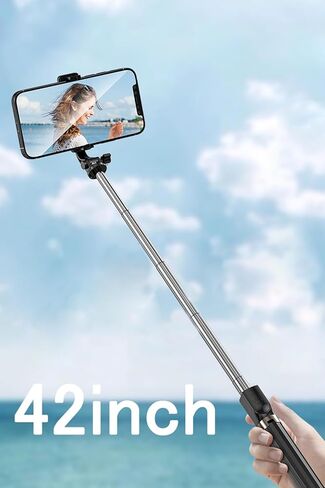 حامل ثلاثي عصا سيلفي للهاتف الخلوي، 2 في 1 عصا سيلفي بلوتوث وحامل ثلاثي القوائم، حامل ثلاثي عصا سيلفي من سبائك الألومنيوم مع جهاز تحكم لاسلكي ودوران 360 درجة لتسجيل السيلفي/الفيديو/الصور/البث المباشر/مدونة الفيديو in Kuwait