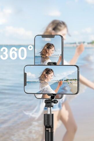 حامل ثلاثي عصا سيلفي للهاتف الخلوي، 2 في 1 عصا سيلفي بلوتوث وحامل ثلاثي القوائم، حامل ثلاثي عصا سيلفي من سبائك الألومنيوم مع جهاز تحكم لاسلكي ودوران 360 درجة لتسجيل السيلفي/الفيديو/الصور/البث المباشر/مدونة الفيديو in Kuwait