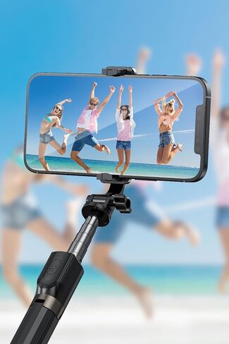 حامل ثلاثي عصا سيلفي للهاتف الخلوي، 2 في 1 عصا سيلفي بلوتوث وحامل ثلاثي القوائم، حامل ثلاثي عصا سيلفي من سبائك الألومنيوم مع جهاز تحكم لاسلكي ودوران 360 درجة لتسجيل السيلفي/الفيديو/الصور/البث المباشر/مدونة الفيديو in Kuwait