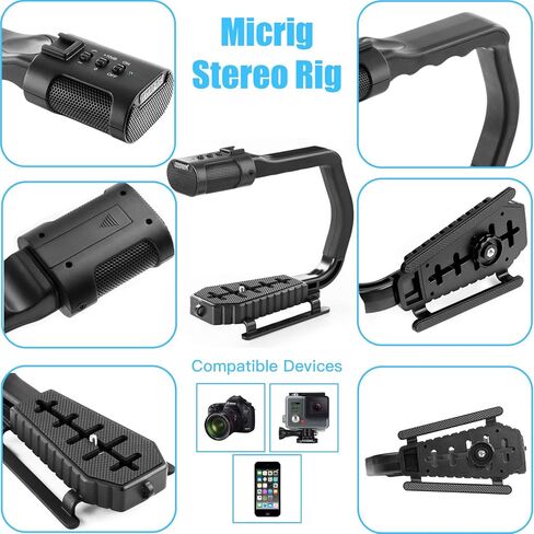 Handheld Stabilizer & Video Led Lights for DJI OSMO Camera iPhone, Sevenoak Handle Grip & Built-in Stereo Mic for Smartphone GoPro Sony Alpha Cannon Nikon DSLR Camera in Kuwait