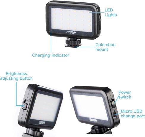 Handheld Stabilizer & Video Led Lights for DJI OSMO Camera iPhone, Sevenoak Handle Grip & Built-in Stereo Mic for Smartphone GoPro Sony Alpha Cannon Nikon DSLR Camera in Kuwait