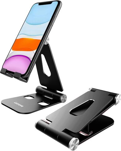 Adjustable Phone Stand, Aluminum Desktop Cell Phone Stand Holder Cradle with Larger Body, Longer Arm Compatible with All Mobile Phones, iPhone, iPad, Tablet(4-10in), Silver in Kuwait