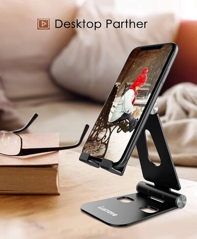 Adjustable Phone Stand, Aluminum Desktop Cell Phone Stand Holder Cradle with Larger Body, Longer Arm Compatible with All Mobile Phones, iPhone, iPad, Tablet(4-10in), Silver in Kuwait