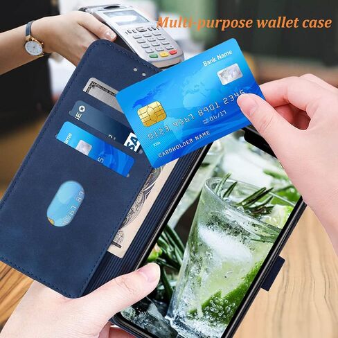 حافظة محفظة Moment Dextrad لهاتف iPhone 12 Mini، [مسند] [حزام المعصم] [فتحات حامل البطاقة] حافظة هاتف صغيرة واقية داخلية من مادة TPU، غطاء جلدي قابل للطي لهاتف iPhone 12 Mini (أزرق) in Kuwait