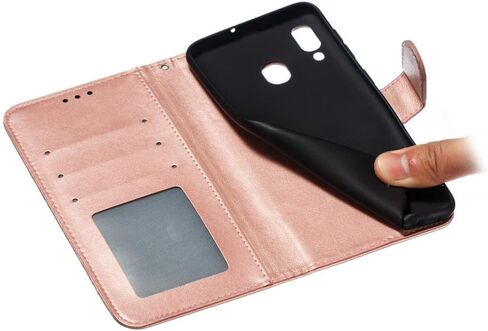 جراب حماية بتصميم محفظة من جلد البولي يوريثين بتصميم رفيع وفاخر ثلاثي الابعاد لموبايل سامسونج جالاكسي A20 / A30 من ليكوكو in Kuwait