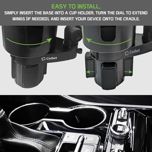 Cellet Car Cup Holder Phone Mount, Phone Holder Mount Cradle Universal Adjustable Compatible for All Smartphones Apple iPhone, Samsung Galaxy Note, LG, Moto Google Pixel (Long Neck) in Kuwait