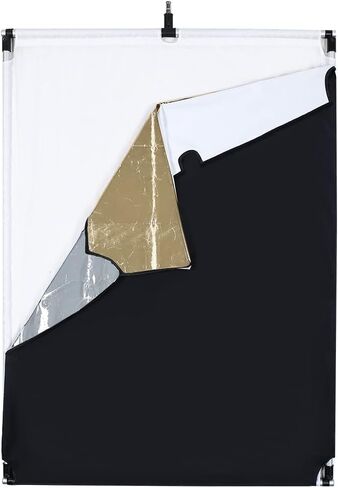 OPEN DRAWER Sun Scrim 2.95 x 3.9 feet / 35 x 47 inch 5in1 Panel Sun Scrim Translucent Soft Cloth and Gold/Silver/Black/White Diffuser Reflector Aluminum Alloy Frame Compatible Video Photography in Saudi Arabia