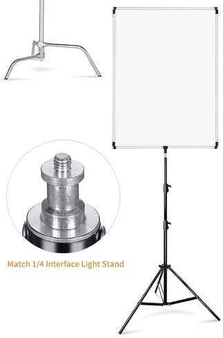 OPEN DRAWER Sun Scrim 2.95 x 3.9 feet / 35 x 47 inch 5in1 Panel Sun Scrim Translucent Soft Cloth and Gold/Silver/Black/White Diffuser Reflector Aluminum Alloy Frame Compatible Video Photography in Saudi Arabia