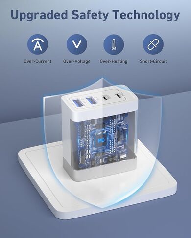 USB C Charger Block, 40W 4-Port iPhone 15 Charger Block, Dual Port USB-C Fast Power Adapter + Double USB Cube Wall Plug Charging Block for iPhone 15 14 13 12 11 Pro Max Plus XS X, iPad, Samsung, Pixel in Kuwait