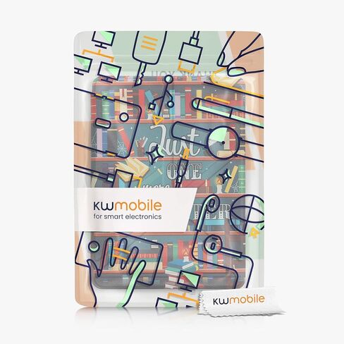 حافظة kwmobile Origami متوافقة مع Amazon Kindle Paperwhite 11. Generation 2021 - حافظة رفيعة بغطاء من جلد البولي يوريثان الفاخر مع حامل - شعار المكتبة متعدد الألوان in Kuwait