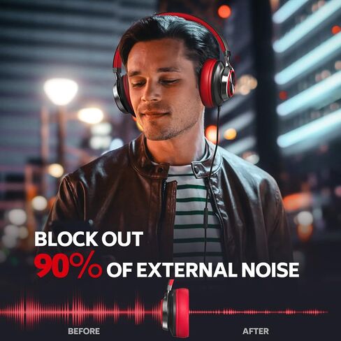 AC01 Over-Ear Headphones Wired with Mic Volume Control, Black Blue in Kuwait