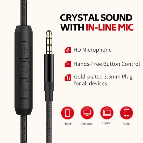AC01 Over-Ear Headphones Wired with Mic Volume Control, Black Blue in Kuwait