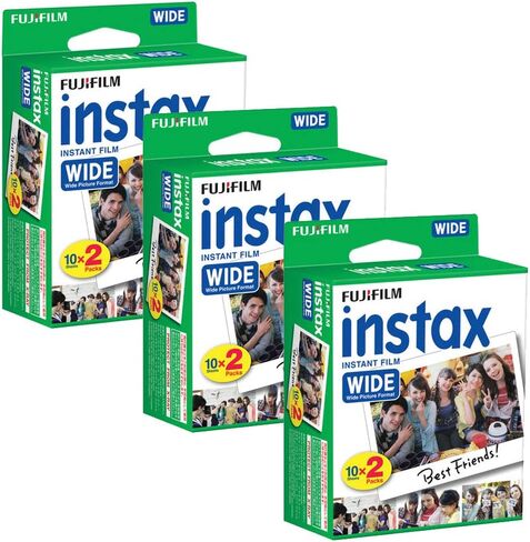 FUJIFILM INSTAX Wide Instant Film + Plastic Photo Frames (Blue, Green, Pink, Yellow & Purple – Deluxe Bundle (80 Film) in Saudi Arabia