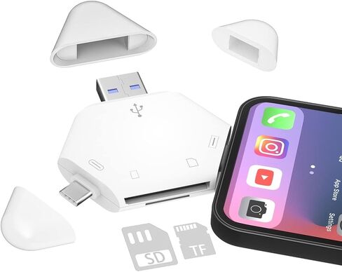 قارئ بطاقة SD/TF 3 في 1 لأجهزة USB-C، USB-A، أجهزة USB الصغيرة، قارئ بطاقات الذاكرة المحمولة، محول بطاقة SD للكاميرا لـ SD، SDXC، SDHC، MMC، RS-MMC، Micro SD، Micro SDXC، Micro SDHC، بطاقات HS-I in Kuwait