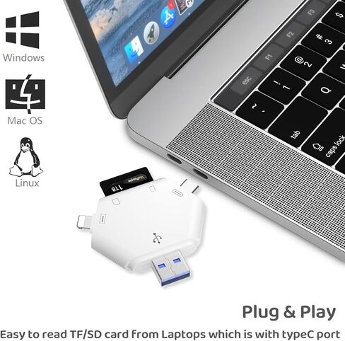قارئ بطاقة SD/TF 3 في 1 لأجهزة USB-C، USB-A، أجهزة USB الصغيرة، قارئ بطاقات الذاكرة المحمولة، محول بطاقة SD للكاميرا لـ SD، SDXC، SDHC، MMC، RS-MMC، Micro SD، Micro SDXC، Micro SDHC، بطاقات HS-I in Kuwait