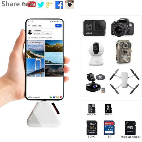 قارئ بطاقة SD/TF 3 في 1 لأجهزة USB-C، USB-A، أجهزة USB الصغيرة، قارئ بطاقات الذاكرة المحمولة، محول بطاقة SD للكاميرا لـ SD، SDXC، SDHC، MMC، RS-MMC، Micro SD، Micro SDXC، Micro SDHC، بطاقات HS-I in Kuwait