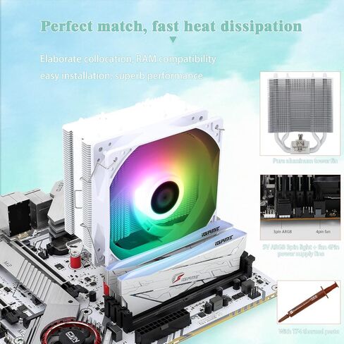 Thermalright AssassinX120 SE ARGB White CPU Air Cooler, 4 Heat Pipes, TL-C12CW-S PWM Quiet Fan CPU Cooler with S-FDB Bearing, for AMD AM4 AM5/Intel 1700/1150/1151/1200 in Saudi Arabia