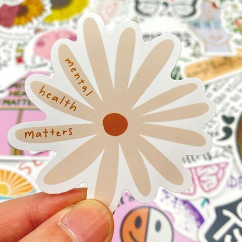 ملصقات من الفينيل للصحة العقلية، ملصقات فينيل للصحة العقلية لزجاجة المياه، دفتر الملاحظات، الكمبيوتر المحمول، السيارة، الهاتف، هدايا الصحة العقلية، هدايا المعالج in Kuwait