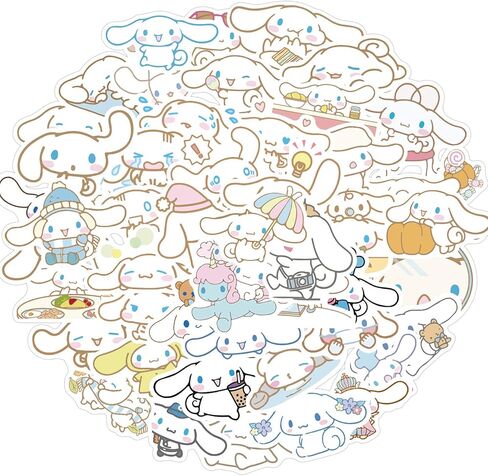 50PCS Cinnamoroll Stickers for Laptop Water Bottle Luggage Snowboard Bicycle Skateboard Decal for Kids Teens Adult Waterproof Aesthetic Stickers in Kuwait