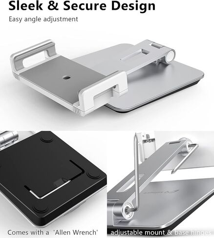 Tablet Stand Holder, Heavy Aluminum Alloy Multi-Angle Foldable iPad Holder Stand for 4.7''- 13'' Screen Surface Pro Series, iPad Series, Pro, Mini, Air, Samsung Galaxy Tabs and More (Silver) in Kuwait