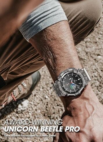 SUPCASE for Samsung Galaxy Watch 4 Classic Band with Case 46mm (Unicorn Beetle Pro), [Military-Grade Protection] Heavy Duty Cover with Adjustable Strap Band for Galaxy Watch 4 Classic, Black in Kuwait