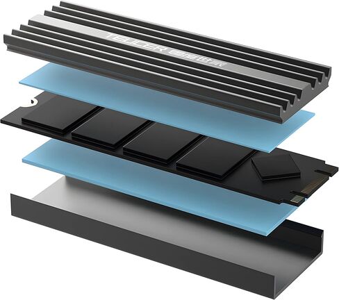 مبدد حرارة M.2 SSD، مشتت حراري مزدوج الجوانب، مع وسادة سيليكون حرارية للكمبيوتر / PS5 M.2 PCIE NVMe SSD 2280 أو M2 SATA SSD Cooler، أسود in Kuwait