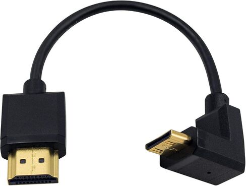 Duttek Ultra-Thin Short 90 Degree HDMI to Mini HDMI Cable 6inch/15cm, Left Angled Mini HDMI Male to A Male Cable, Support 4K@60Hz Ultra HD, 1080p, 3D for Camera, Laptop, HDTV in Saudi Arabia
