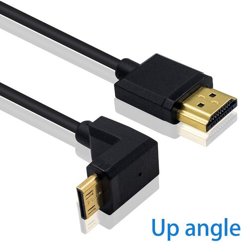 Duttek Ultra-Thin Short 90 Degree HDMI to Mini HDMI Cable 6inch/15cm, Left Angled Mini HDMI Male to A Male Cable, Support 4K@60Hz Ultra HD, 1080p, 3D for Camera, Laptop, HDTV in Saudi Arabia