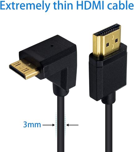 Duttek Ultra-Thin Short 90 Degree HDMI to Mini HDMI Cable 6inch/15cm, Left Angled Mini HDMI Male to A Male Cable, Support 4K@60Hz Ultra HD, 1080p, 3D for Camera, Laptop, HDTV in Saudi Arabia
