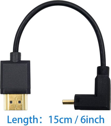 Duttek Ultra-Thin Short 90 Degree HDMI to Mini HDMI Cable 6inch/15cm, Left Angled Mini HDMI Male to A Male Cable, Support 4K@60Hz Ultra HD, 1080p, 3D for Camera, Laptop, HDTV in Saudi Arabia
