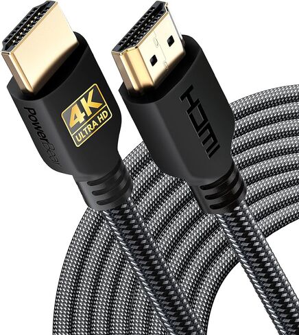 PowerBear 4K HDMI Cable 30 ft | High Speed, Braided Nylon & Gold Connectors, 4K @ 60Hz, Ultra HD, 2K, 1080P, ARC & CL3 Rated | for Laptop, Monitor, PS5, PS4, Xbox One, Fire TV, Apple TV & More in Kuwait