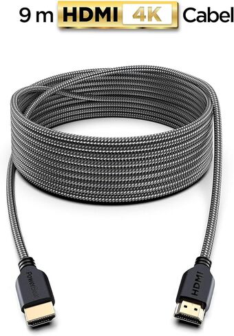PowerBear 4K HDMI Cable 30 ft | High Speed, Braided Nylon & Gold Connectors, 4K @ 60Hz, Ultra HD, 2K, 1080P, ARC & CL3 Rated | for Laptop, Monitor, PS5, PS4, Xbox One, Fire TV, Apple TV & More in Kuwait