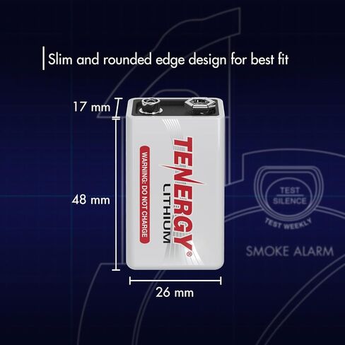 Tenergy 9V Lithium Batteries, 1200mah Non-Rechargeable Batteries, 10 Years Shelf Life Lithium 9 Volt Batteries, 2 Pack in Saudi Arabia