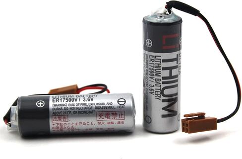 elxjar (2-Pack) 3.6V ER17500V Battery Replacement for CNC - Mitsubishi/DENSO/Toshiba PLC Controller (RD029 Connector, Brown), LS17500MER in Kuwait