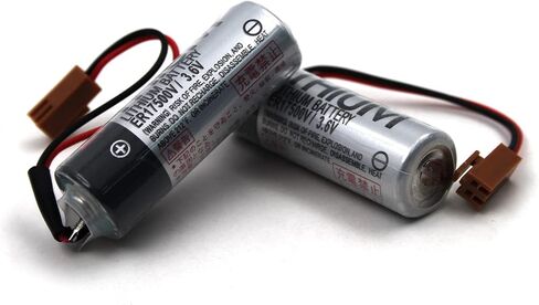 elxjar (2-Pack) 3.6V ER17500V Battery Replacement for CNC - Mitsubishi/DENSO/Toshiba PLC Controller (RD029 Connector, Brown), LS17500MER in Kuwait