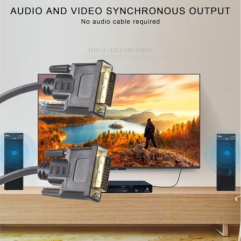 QIUCABLE DVI to DVI Cable 6Ft - DVI-D (24+1) Dual Link Male to Male Adapter Cable, Gold Plated Digital Video Extension Cord, Support 2560x1600 for Gaming, DVD, Computer, TV and Projector, Black PVC in Kuwait