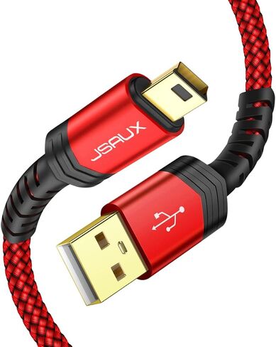 JSAUX Mini USB Cable, 2-Pack (3.3FT+6.6FT), USB 2.0 A to Mini B,Red in Kuwait
