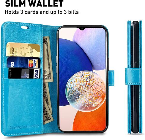 MONASAY Wallet Case Compatible for Galaxy A54 5G, [Included Glass Screen Protector][RFID Blocking] Flip Folio Leather Cell Phone Cover with Credit Card Holder, Black in Kuwait