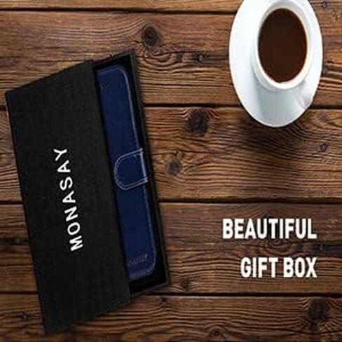 MONASAY Wallet Case Compatible for Galaxy A54 5G, [Included Glass Screen Protector][RFID Blocking] Flip Folio Leather Cell Phone Cover with Credit Card Holder, Black in Kuwait