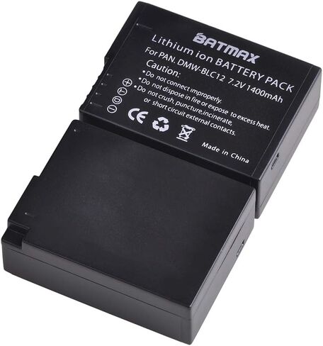 Batmax 2X 1400mAh DMW-BLC12 بطارية بديلة وشاحن لباناسونيك DMW-BLC12E DMW-BLC12PP بطارية Lumix DMC-FZ200، DMC-FZ1000، DMC-G5، DMC-G6، DMC-G7، DMC-GX8، DMC-G85، DMC- كاميرات جي اتش 2 in Saudi Arabia