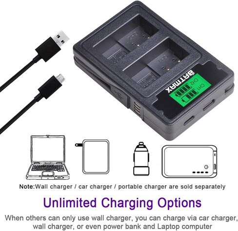 Batmax 2X 1400mAh DMW-BLC12 بطارية بديلة وشاحن لباناسونيك DMW-BLC12E DMW-BLC12PP بطارية Lumix DMC-FZ200، DMC-FZ1000، DMC-G5، DMC-G6، DMC-G7، DMC-GX8، DMC-G85، DMC- كاميرات جي اتش 2 in Saudi Arabia