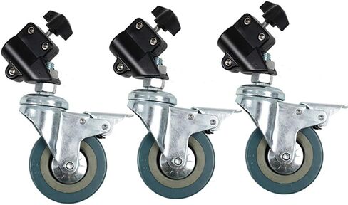 طقم عجلات التصوير لمنصة الضوء مع أطراف ساق أنبوبية 2.23 سم / 22 مم، عجلات دوار فيديو استوديو، حزمة من 3 in Kuwait