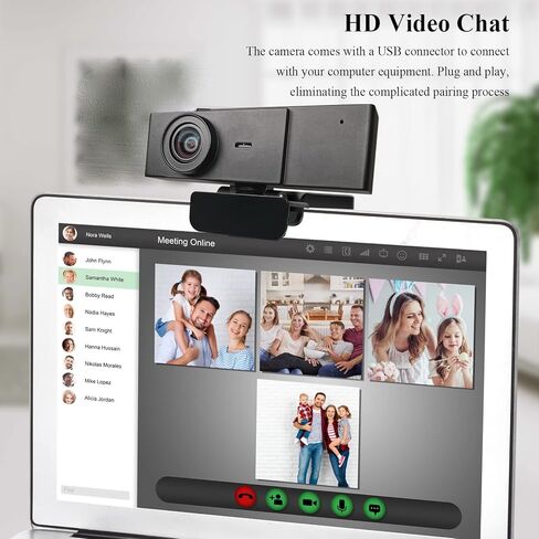 كاميرا ويب بدقة 4K مع ميكروفون بدقة 8 ميجابكسل HD لأجهزة الكمبيوتر المكتبية والكمبيوتر المحمول، وكاميرا ويب ذات زاوية واسعة وكاميرا ويب USB معدنية لمكالمات الفيديو وبث مؤتمرات الفيديو المتوافقة مع Zoom Skype YouTube in Kuwait